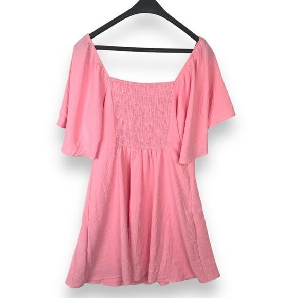 Dresses & Skirts - Smocked Pink Babydoll Dress Womens Size XL‎ Flutter Flowy Coquette Dollette